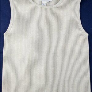 NWT Joseph A. Metallic Silk Blend Champagne Beige Shimmer Sweater Tank Shell, L